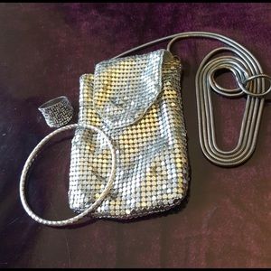 Whiting medal mesh silver cross body purse bag